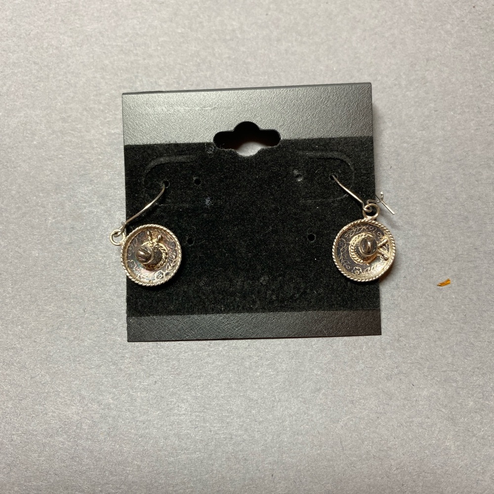 Vintage Mexico small sombrero hat earrings